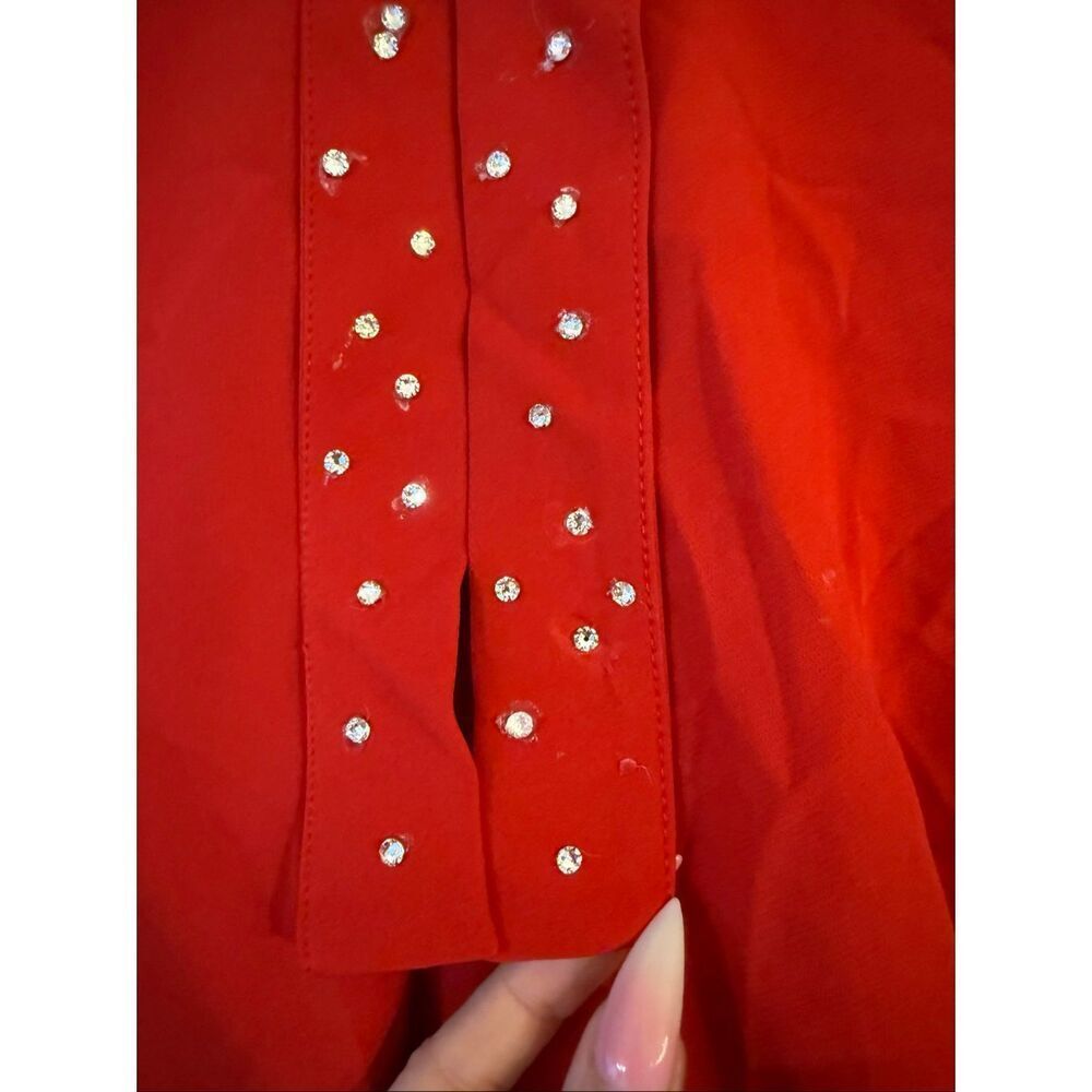 Zara | V-Neck Spaghetti Strap Mini Red Skater Dress | Size M | Fit & Flare - Picture 6 of 10